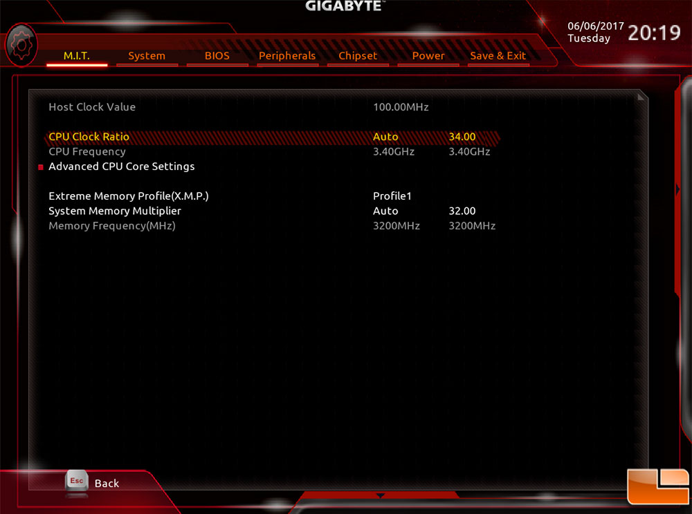 The Advanced Frequency Settings page