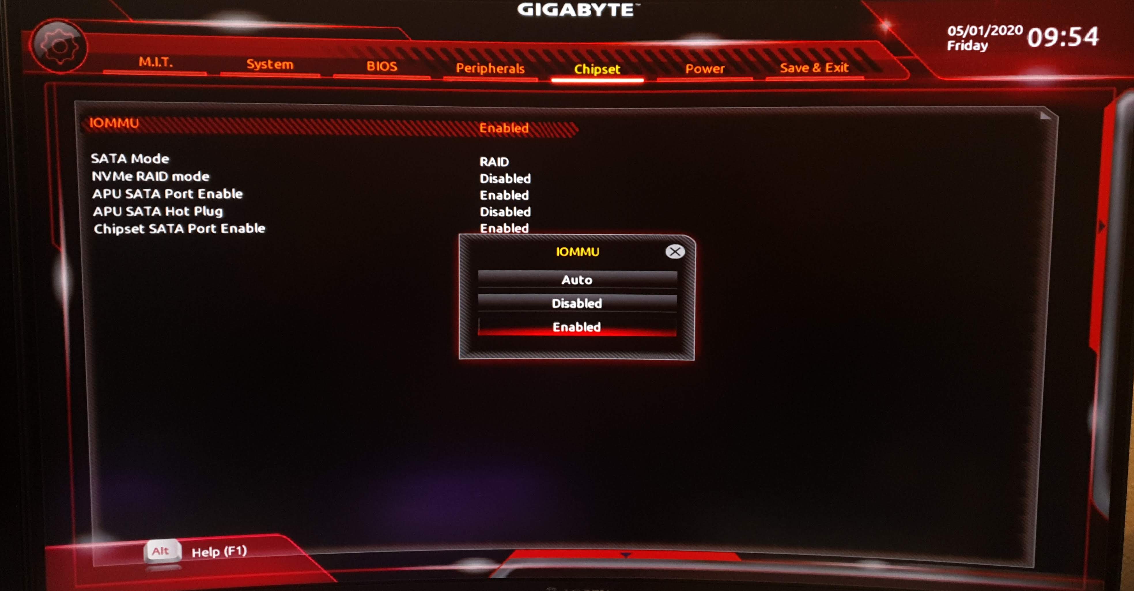 The chipset tab